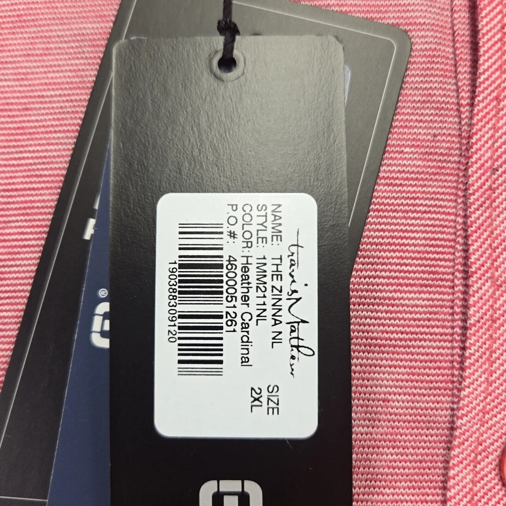 Travis Mathew Shirt Mens XXL Pink Heather Performance Golf‎ Polo Short Sleeve - Picture 10 of 15